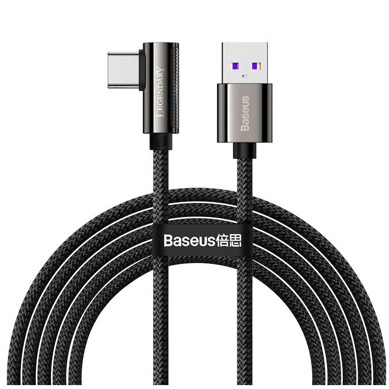 CABLU alimentare si date Baseus Legend Elbow, Fast Charging Data Cable pt. smartphone, USB la USB Type-C 66W, braided, 2m, negru
