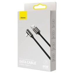 CABLU alimentare si date Baseus Legend Elbow, Fast Charging Data Cable pt. smartphone, USB la USB Type-C 66W, braided, 2m, negru