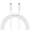 CABLU alimentare si date Baseus Superior, Fast Charging Data Cable pt. smartphone, USB Type-C la USB Type-C 100W, 2m, alb "CATYS