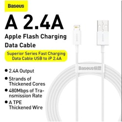CABLU alimentare si date Baseus Superior, Fast Charging Data Cable pt. smartphone, USB la Lightning Iphone 2.4A, 0.25m, alb "CAL
