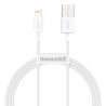 CABLU alimentare si date Baseus Superior, Fast Charging Data Cable pt. smartphone, USB la Lightning Iphone 2.4A, 1m, alb "CALYS-