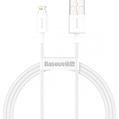 CABLU alimentare si date Baseus Superior, Fast Charging Data Cable pt. smartphone, USB la Lightning Iphone 2.4A, 2m, alb "CALYS-