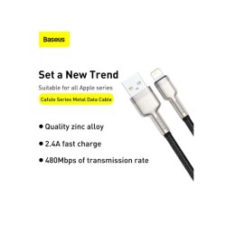 CABLU alimentare si date Baseus Cafule Metal, Fast Charging Data Cable pt. smartphone, USB la Lightning Iphone 2.4A, braided, 2m