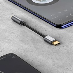 CABLU ADAPTOR Baseus, USB Type-C(T) to Jack 3.5mm(M), lungime 10.5 cm, negru "CATL54-01" (timbru verde 0.08 lei) - 6953156297845