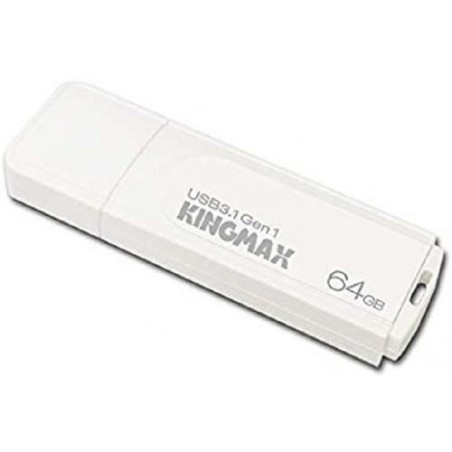 MEMORIE USB 3.2 Gen 1 KINGMAX  64 GB, cu capac, plastic, alb, "KM64GPB07W" (timbru verde 0.03 lei)