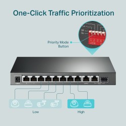 SWITCH TP-LINK 10-Port Gigabit Desktop Switch cu 8-Port PoE+, 123W total power, carcasa metal "TL-SG1210MP" (timbru verde 2 lei)