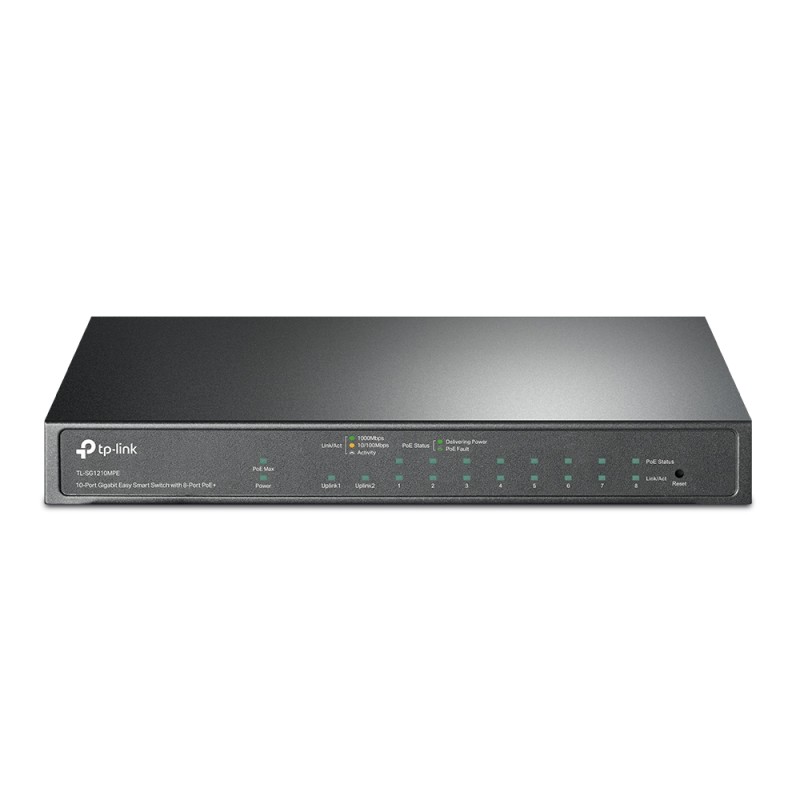 SWITCH TP-LINK 10-Port Gigabit Desktop Switch cu 8-Port PoE+, 123W total power, carcasa metal "TL-SG1210MPE" (timbru verde 2 lei