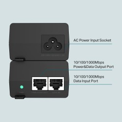 INJECTOR PoE+ TP-LINK 2 porturi Gigabit, compatibil IEEE 802.3af/at 30W maxim 100M, carcasa plastic, "TL-PoE160S" (timbru verde 