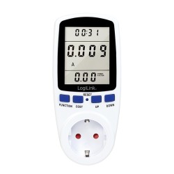 PRIZA LOGILINK, Schuko x 1, conectare prin Schuko (T), contor de cost energie, 16 A, afisaj energie / putere / tarif cost, bater