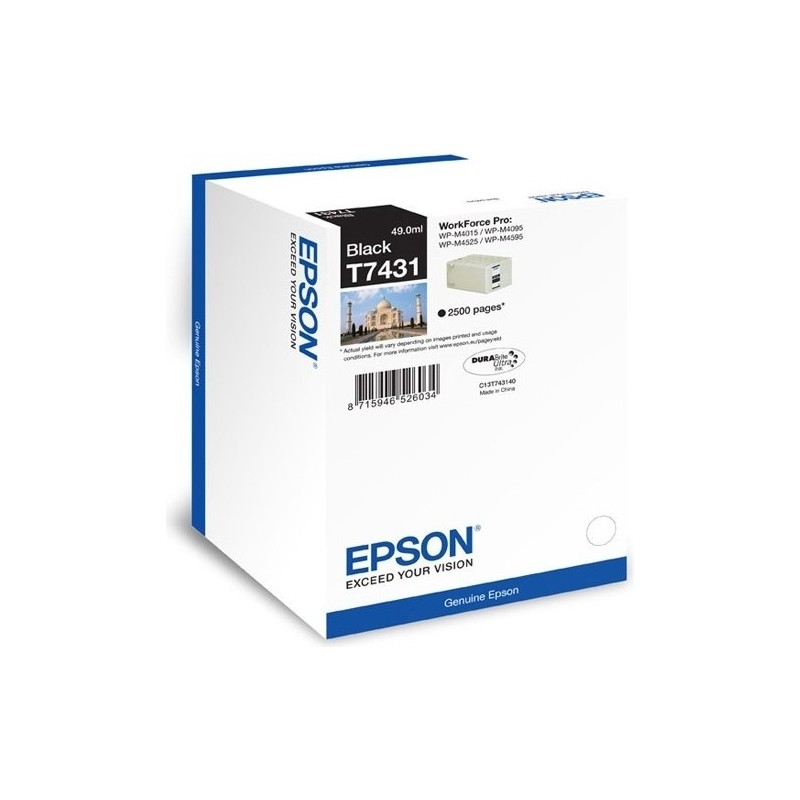 Cartus Cerneala Original Epson Black, T7441, pentru Workforce Pro WP-M4015|WP-M4525, , incl.TV 0.15 RON,  "C13T74414010"