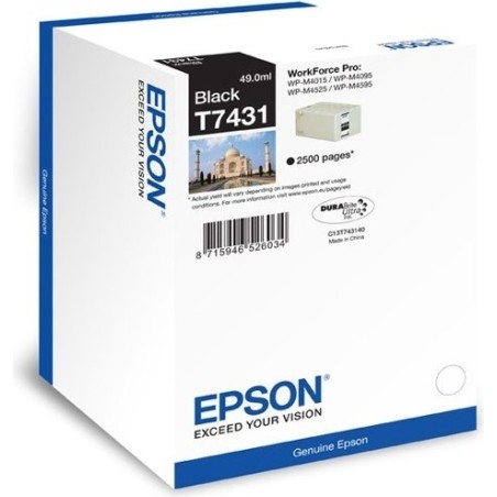 Cartus Cerneala Original Epson Black, T7441, pentru Workforce Pro WP-M4015|WP-M4525, , incl.TV 0.15 RON,  "C13T74414010"