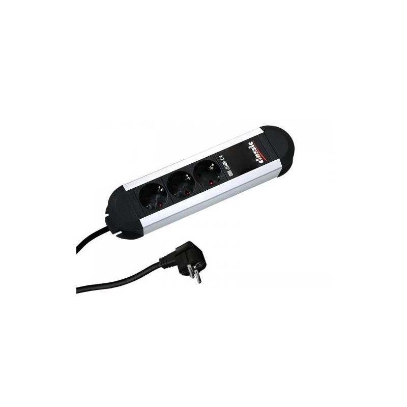 PRELUNGITOR Bachmann, Schuko x 3, conectare prin Schuko (T), cablu 1.75 m, 16 A, protectie copii, negru | argintiu, "331.000" (t