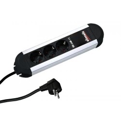 PRELUNGITOR Bachmann, Schuko x 3, conectare prin Schuko (T), cablu 1.75 m, 16 A, protectie copii, negru | argintiu, "331.000" (t