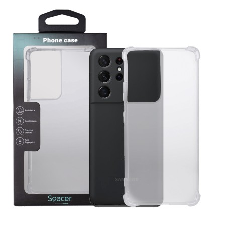 Husa Samsung Galaxy S21 Ultra Spacer, transparenta, grosime 1.5mm, protectie suplimentara antisoc la colturi, material flexibil 