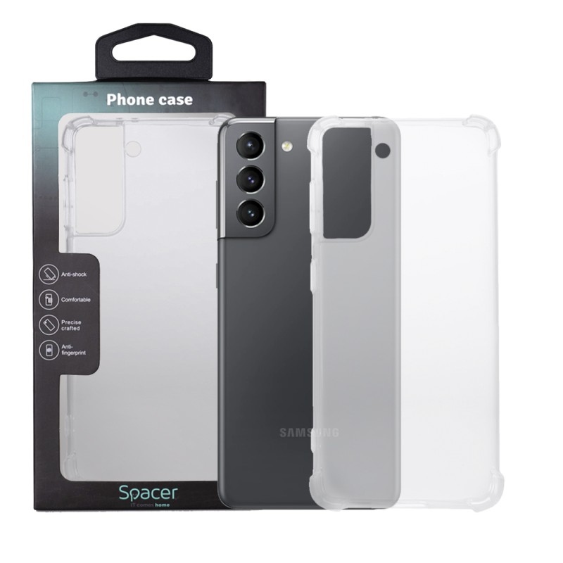 Husa Samsung Galaxy S21 Spacer, transparenta, grosime 1.5mm, protectie suplimentara antisoc la colturi, material flexibil TPU "S