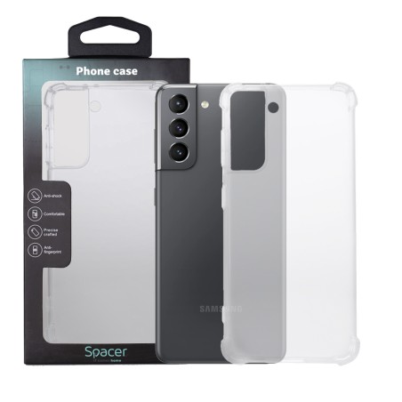 Husa Samsung Galaxy S21 Spacer, transparenta, grosime 1.5mm, protectie suplimentara antisoc la colturi, material flexibil TPU "S