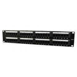 PATCH PANEL GEMBIRD 48 porturi, Cat6, 2U pentru rack 19", suport posterior pt. gestionare cabluri, black, "NPP-C648CM-001"