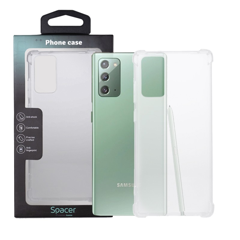 Husa Samsung Galaxy Note 20 Spacer, transparenta, grosime 1.5mm, protectie suplimentara antisoc la colturi, material flexibil TP