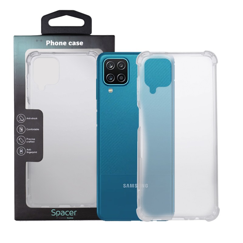 Husa Samsung Galaxy A12 Spacer, transparenta, grosime 1.5mm, protectie suplimentara antisoc la colturi, material flexibil TPU "S