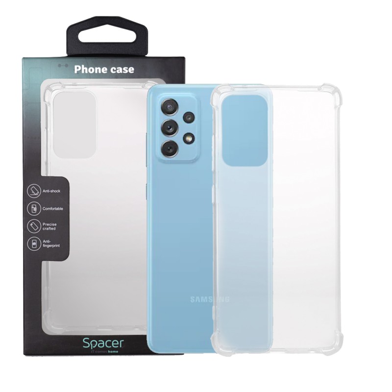 Husa Samsung Galaxy A72 Spacer, transparenta, grosime 1.5mm, protectie suplimentara antisoc la colturi, material flexibil TPU "S