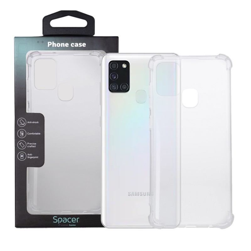 Husa Samsung Galaxy A21S Spacer, transparenta, grosime 1.5mm, protectie suplimentara antisoc la colturi, material flexibil TPU "