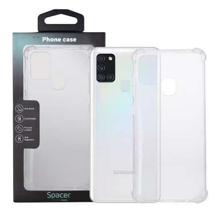 Husa Samsung Galaxy A21S Spacer, transparenta, grosime 1.5mm, protectie suplimentara antisoc la colturi, material flexibil TPU "