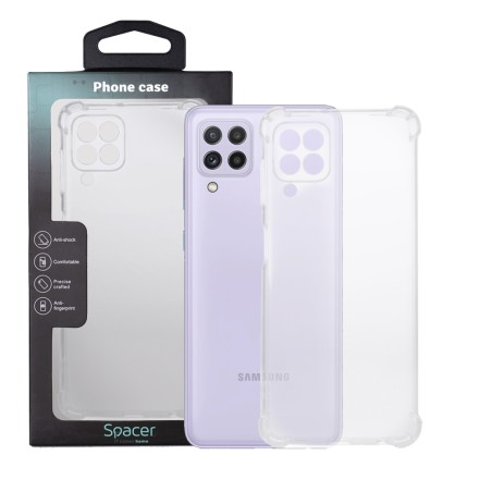 Husa Samsung Galaxy A22 4G Spacer, transparenta, grosime 1.5mm, protectie suplimentara antisoc la colturi, material flexibil TPU
