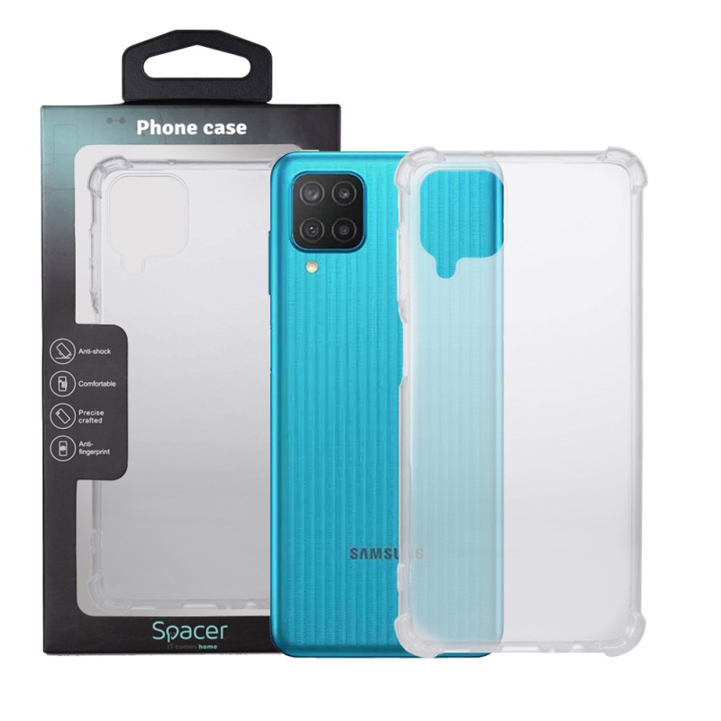 Husa Samsung Galaxy M12 Spacer, transparenta, grosime 1.5mm, protectie suplimentara antisoc la colturi, material flexibil TPU "S