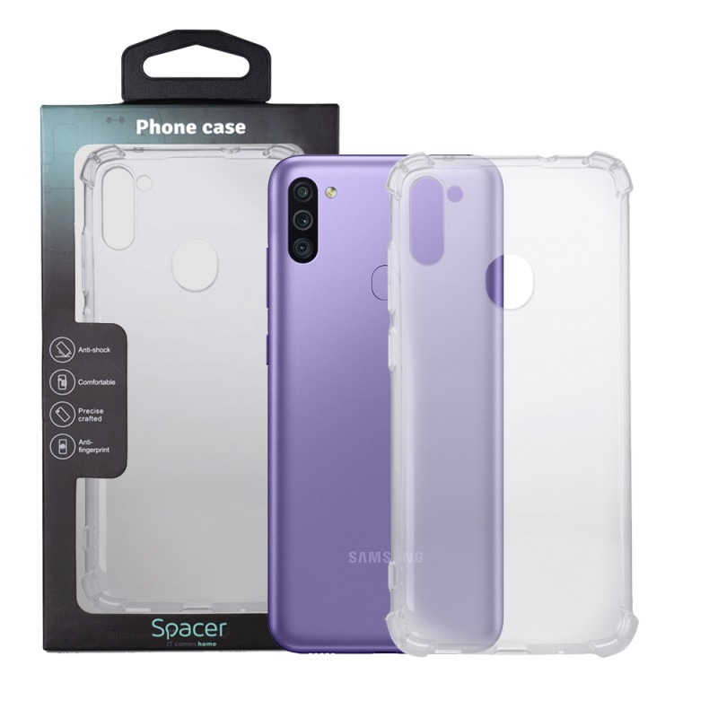 Husa Samsung Galaxy M11 Spacer, transparenta, grosime 1.5mm, protectie suplimentara antisoc la colturi, material flexibil TPU "S