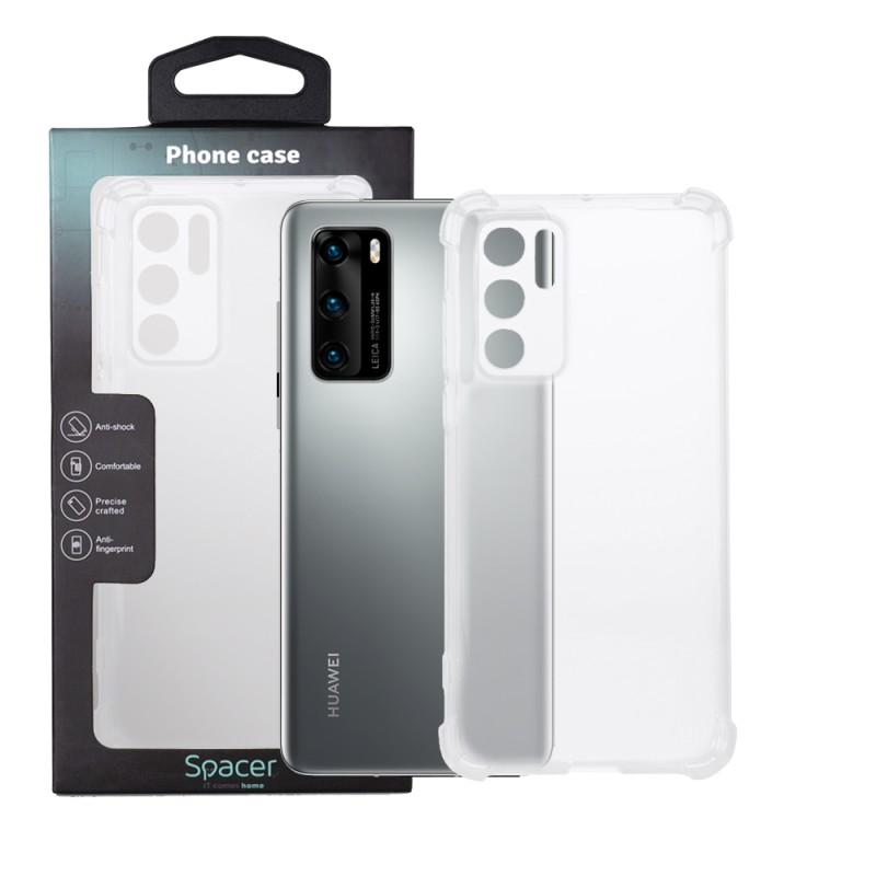 Husa Huawei telefon P 40, transparent, tip back cover, protectie suplimentara antisoc la colturi, material flexibil TPU, "SPPC-H