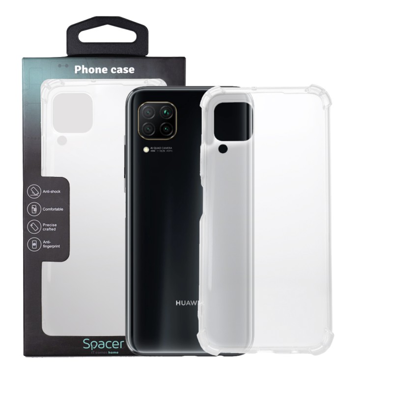 Husa Huawei telefon P 40 Lite, transparent, tip back cover, protectie suplimentara antisoc la colturi, material flexibil TPU, "S