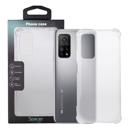 Husa Xiaomi Mi 10T 5G Spacer, transparenta,  grosime 1.5mm, protectie suplimentara antisoc la colturi, material flexibil TPU "SP