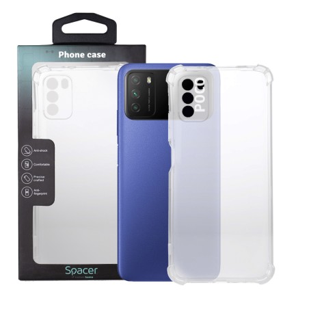 Husa Xiaomi Pocophone M3 Spacer, transparenta,  grosime 1.5mm, protectie suplimentara antisoc la colturi, material flexibil TPU 