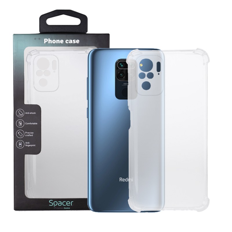 Husa Xiaomi Redmi Note 10 S Spacer, transparenta,  grosime 1.5mm, protectie suplimentara antisoc la colturi, material flexibil T