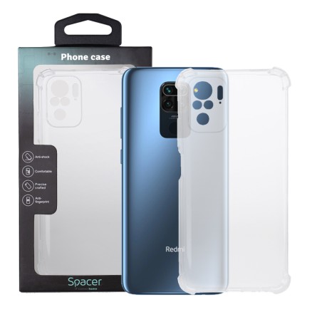 Husa Xiaomi Redmi Note 10 S Spacer, transparenta,  grosime 1.5mm, protectie suplimentara antisoc la colturi, material flexibil T
