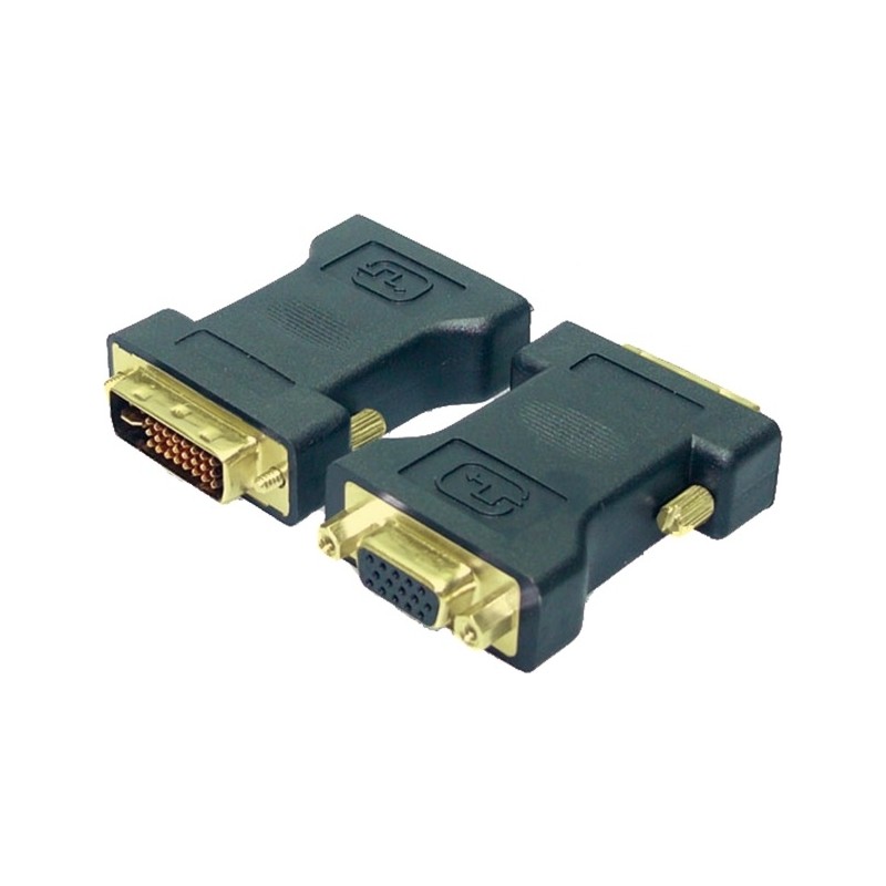 ADAPTOR video LOGILINK, DVI-I DL (T) la VGA (M), conectori auriti, negru, "AD0001" (timbru verde 0.18 lei)