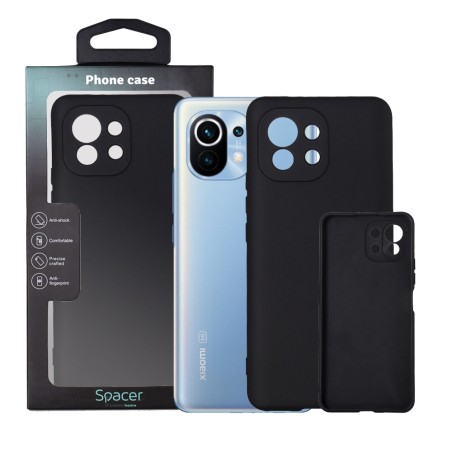 Husa Xiaomi Mi 11 5G Spacer, negru, grosime 1.5mm, material flexibil TPU "SPPC-XI-MI-115G-TPU"