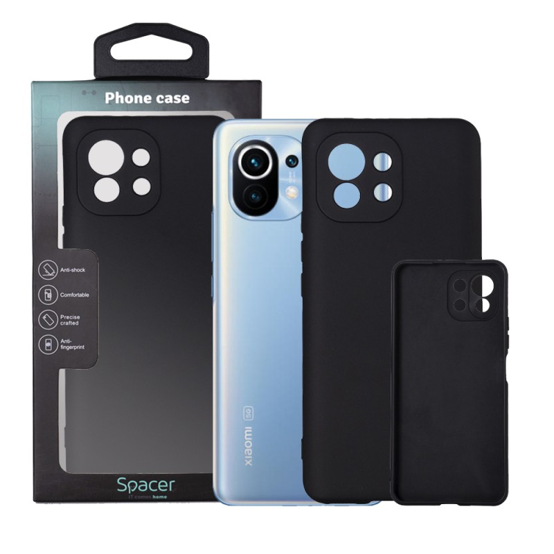 Husa Xiaomi Mi 11 5G Spacer, negru, grosime 1.5mm, material flexibil TPU "SPPC-XI-MI-115G-TPU"