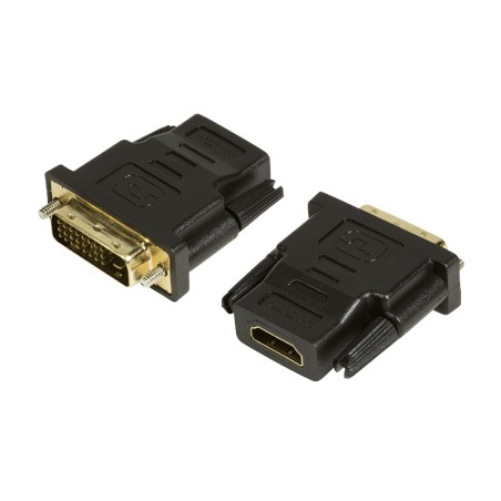 ADAPTOR video LOGILINK, DVI-D DL (T) la HDMI (M), conectori auriti, rezolutie maxima Full HD (1920 x 1080) la 60 Hz, negru, "AH0