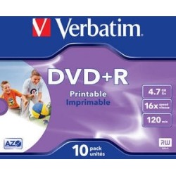 DVD+R VERBATIM  4.7GB, 120min, viteza 16x,  1 buc, Jewel case,Single Layer, printabil, "Wide Inkjet Printable" "43508"