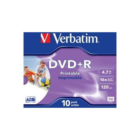 DVD+R VERBATIM  4.7GB, 120min, viteza 16x,  1 buc, Jewel case,Single Layer, printabil, "Wide Inkjet Printable" "43508"