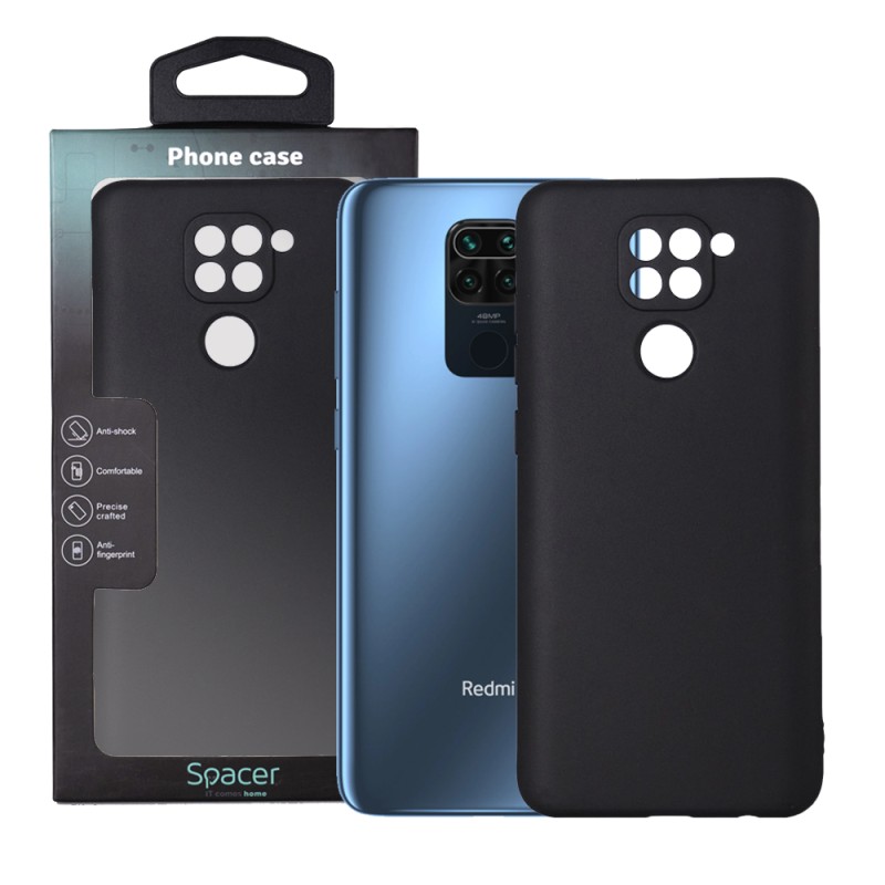 Husa Xiaomi Redmi Note 9 Spacer, negru, grosime 1.5mm, material flexibil TPU "SPPC-XI-RM-N9-TPU"