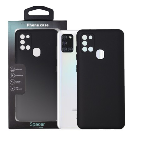 Husa Samsung Galaxy A21S Spacer, negru, grosime 2mm, material flexibil silicon + interior cu microfibra "SPPC-SM-GX-A21S-SLK"
