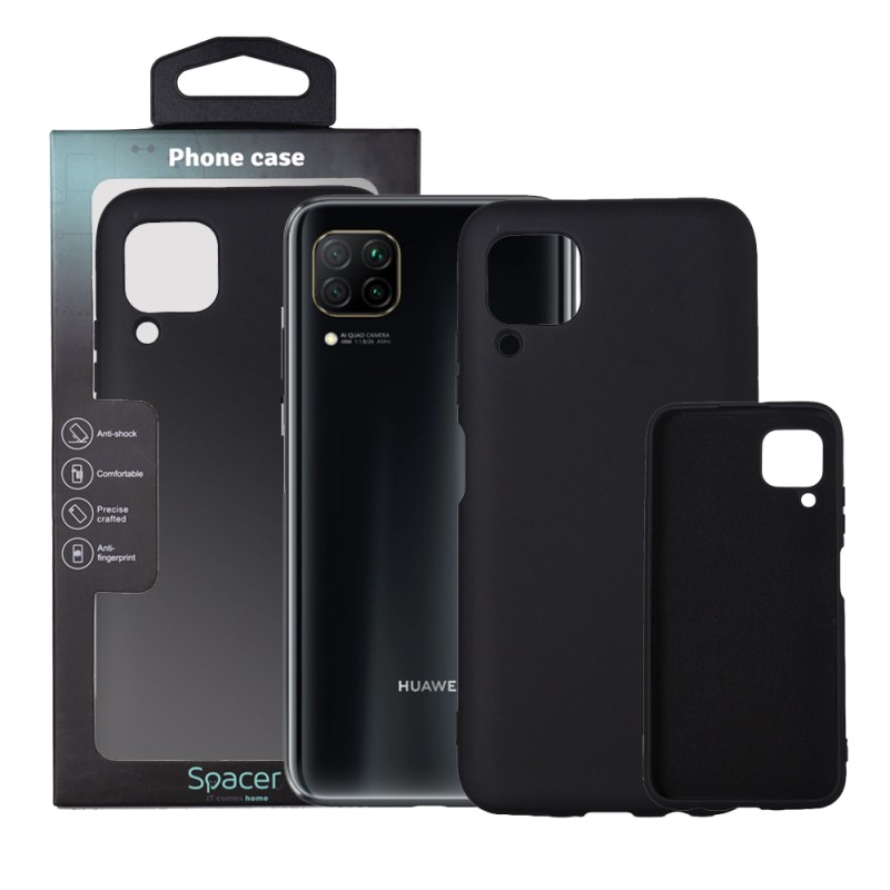 Husa Huawei telefon P 40 Lite, negru, tip back cover, material flexibil silicon + interior cu microfibra, "SPPC-HU-P-40L-SLK"