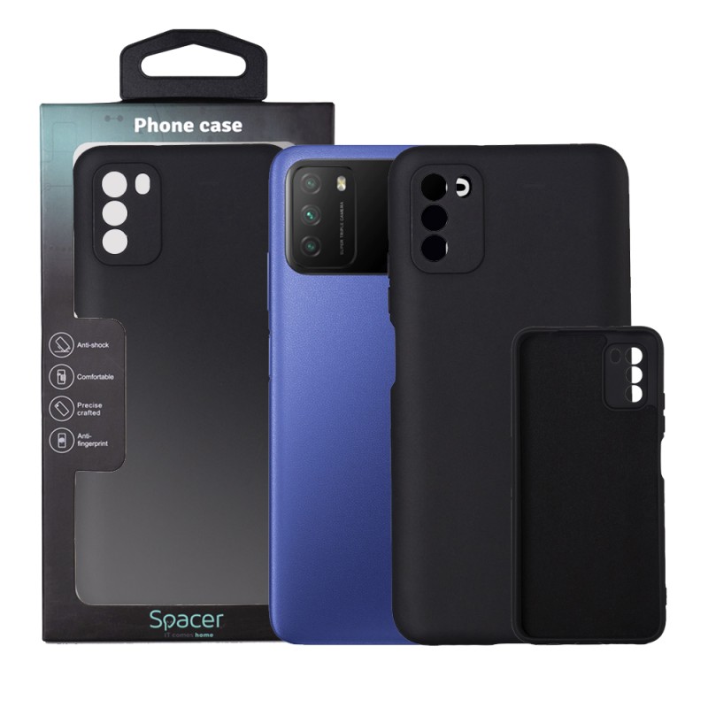 Husa Xiaomi Pocophone M3 Spacer, negru, grosime 2mm, material flexibil silicon + interior cu microfibra "SSPPC-XI-PC-M3-SLK"