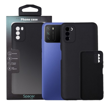 Husa Xiaomi Pocophone M3 Spacer, negru, grosime 2mm, material flexibil silicon + interior cu microfibra "SSPPC-XI-PC-M3-SLK"