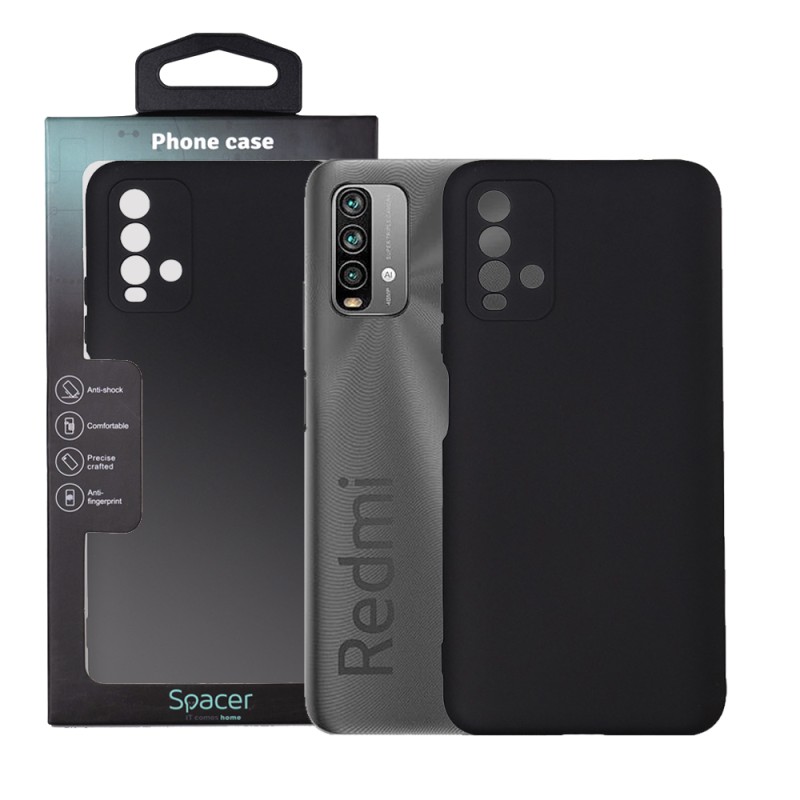 Husa Xiaomi Redmi Note 9 Spacer, negru, grosime 2mm, material flexibil silicon + interior cu microfibra "SPPC-XI-RM-N9-SLK"