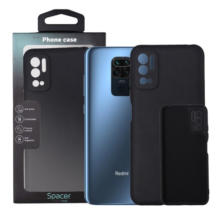 Husa Xiaomi Redmi Note 10 5G Spacer, negru, grosime 2mm, material flexibil silicon + interior cu microfibra "SPPC-XI-RM-N105G-SL