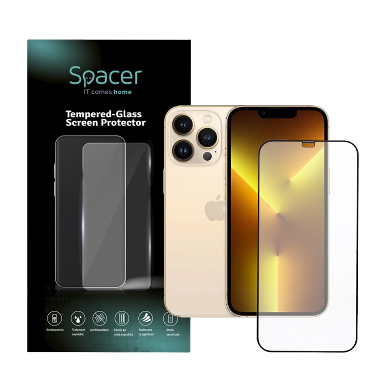 FOLIE STICLA  Spacer pentru Iphone 12 Pro Max, grosime 0.3mm, acoperire totala ecran, strat special anti-ulei si anti-amprenta, 