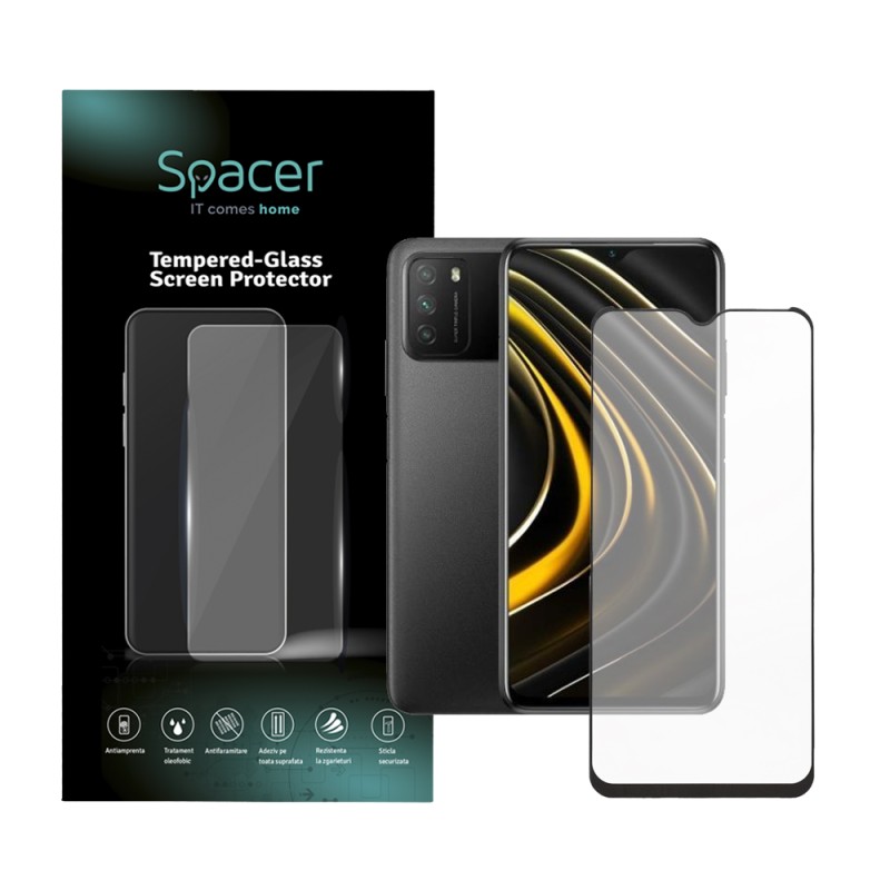 FOLIE STICLA  Spacer pentru Xiaomi Pocophone M3, grosime 0.3mm, acoperire totala ecran, strat special anti-ulei si anti-amprenta